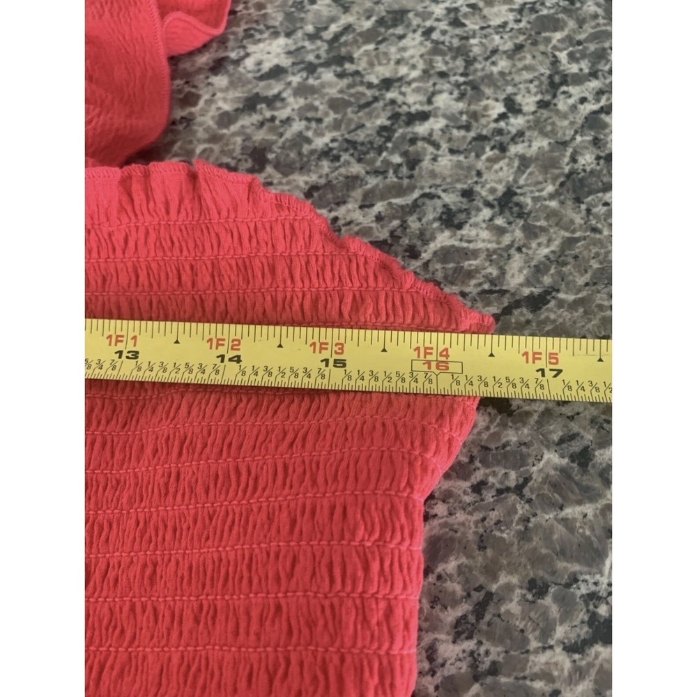Terra & Sky Pink Ruffle Smocked Peplum Top Plus Size 1X 16W-18W Square Neck - Picture 9 of 11